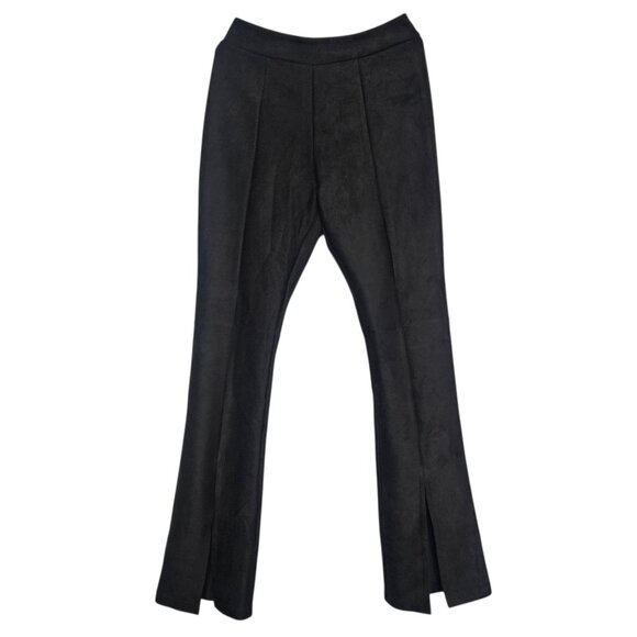 NWT COMMANDO FAUX SUEDE SPLIT FRONT Women's Pants SZ Large Black Pull On Stretch - Picture 3 of 9